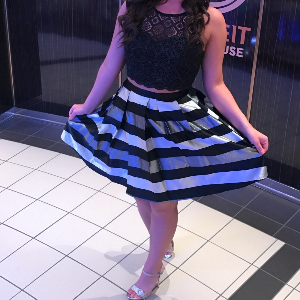 Black and silver two piece dress